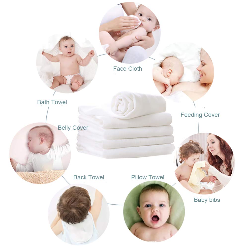 Pack of 6 Soft  Bamboo Baby Burp Cloth - 100% Bamboo 27x27''