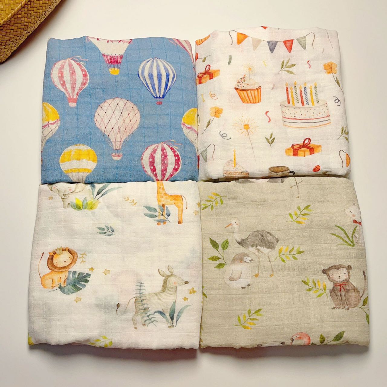 120x120cm Baby Blankets Newborn Wrap Organic Bamboo Cotton Muslin Swaddle Bedding Cover Baby Born