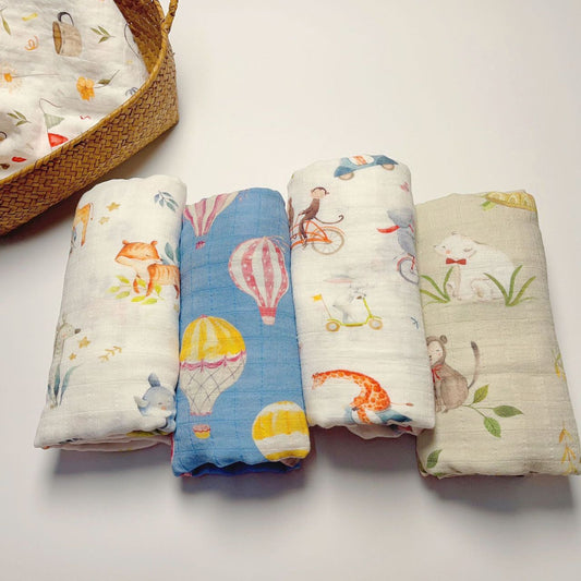 120x120cm Baby Blankets Newborn Wrap Organic Bamboo Cotton Muslin Swaddle Bedding Cover Baby Born