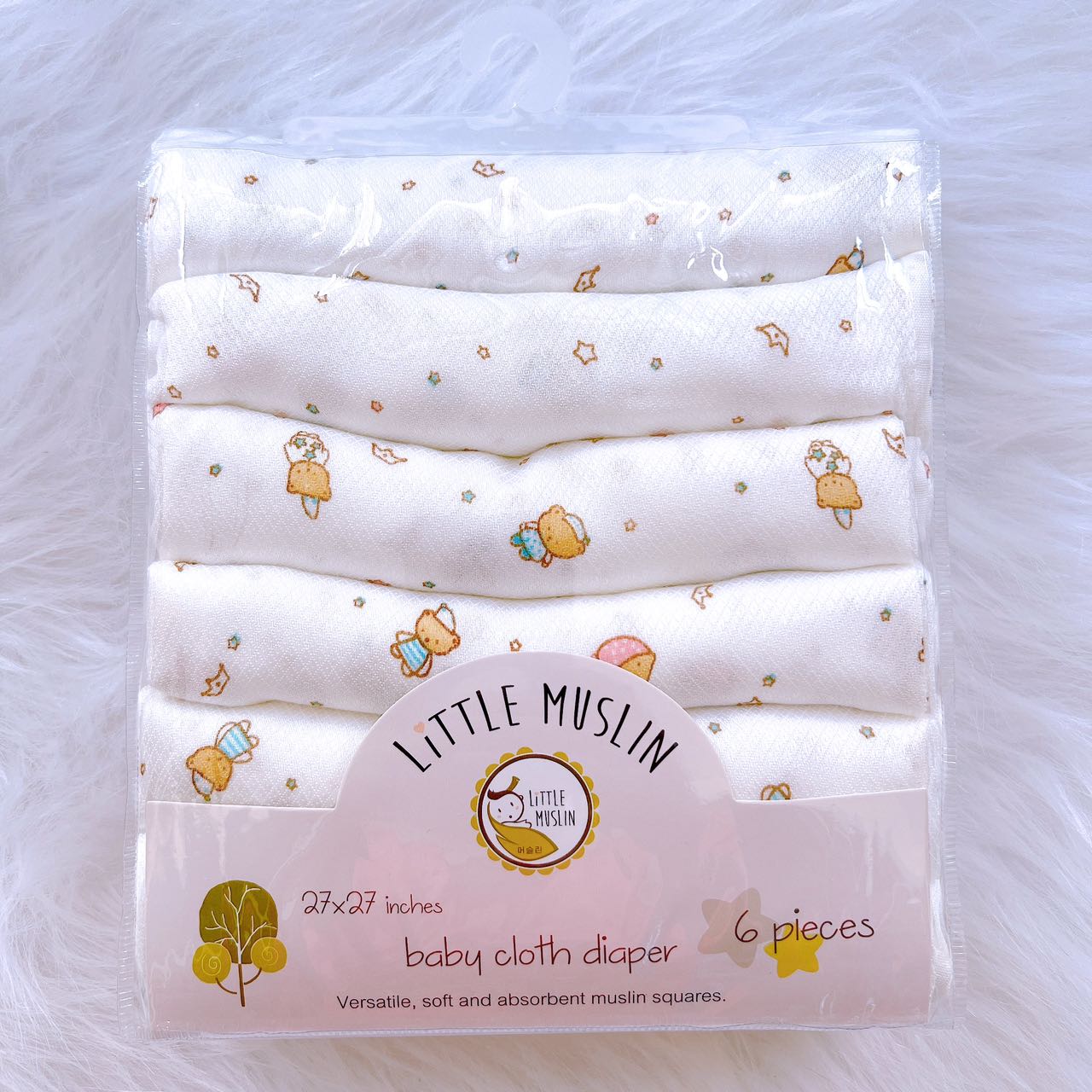 Pack of 6 Soft  Bamboo Baby Burp Cloth - 100% Bamboo 27x27''