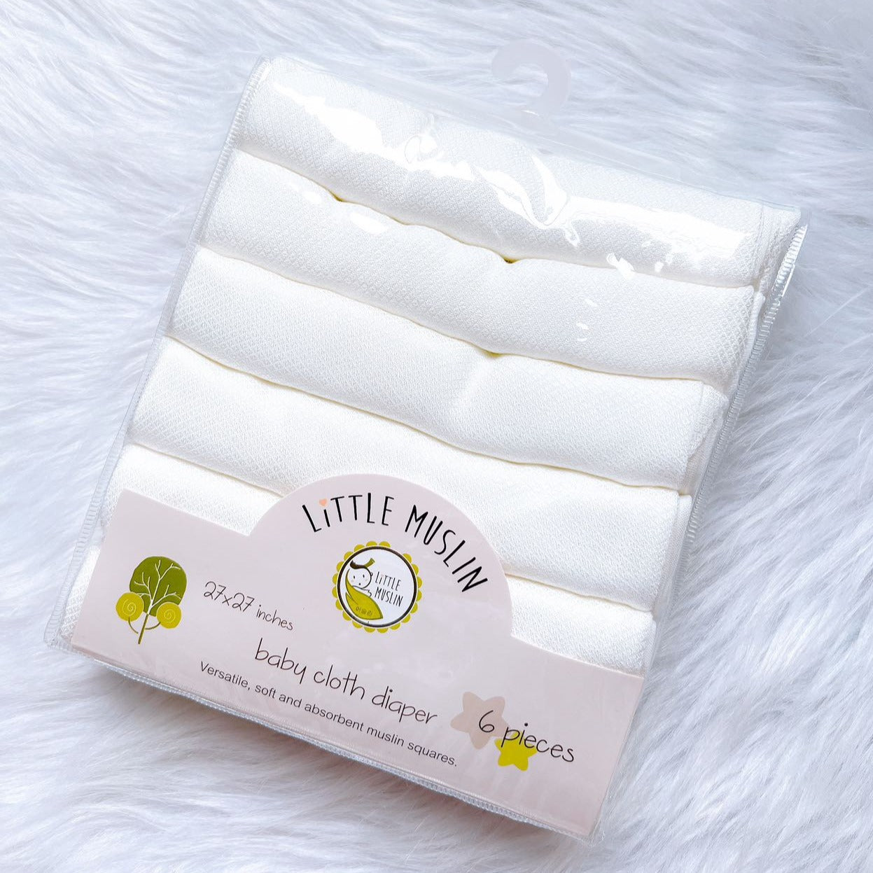 Pack of 6 Soft  Bamboo Baby Burp Cloth - 100% Bamboo 27x27''