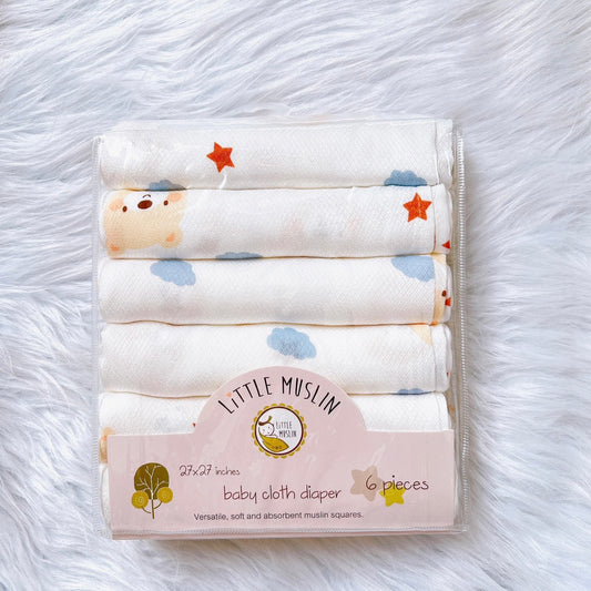 Pack of 6 Soft  Bamboo Baby Burp Cloth - 100% Bamboo 27x27''