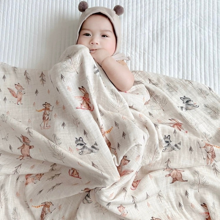 120x120cm Baby Blankets Newborn Wrap Organic Bamboo Cotton Muslin Swaddle Bedding Cover Baby Born